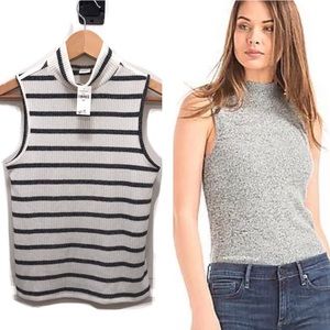 GAP sleeveless mock neck striped ribbed sweater, size SP, NWT